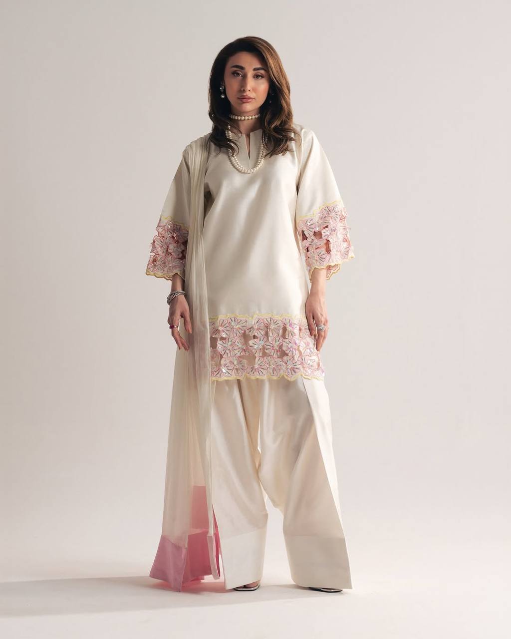 Miniature Pearl Silk Festive Kurta